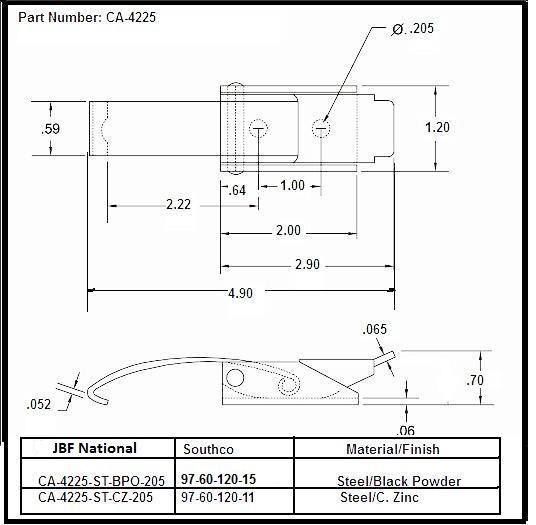 CA4225 OverCenter Draw Latch with Long Hook , Latches & Catches